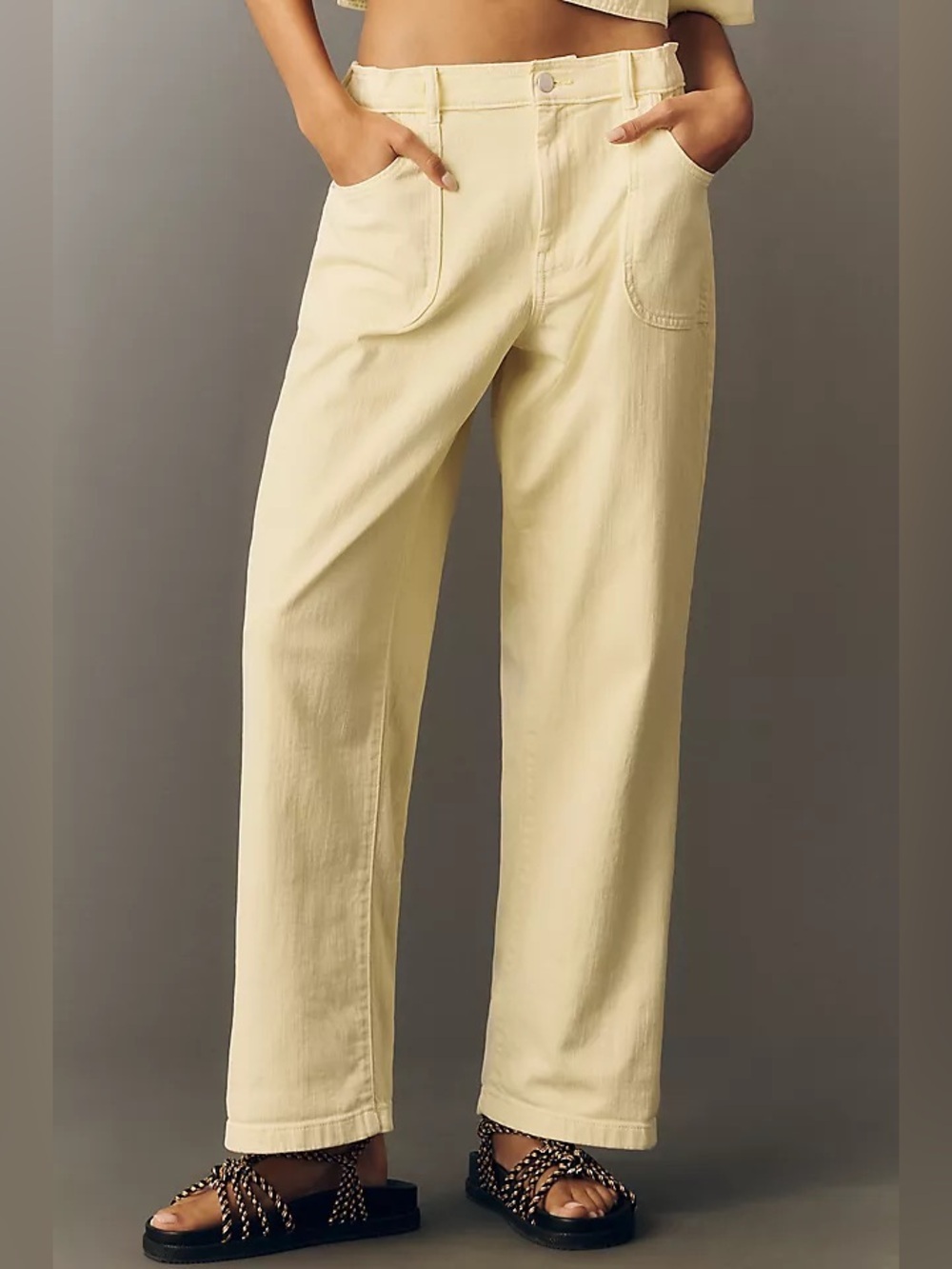 Jenna Regenerative Cotton Mid-Rise Relaxed Jeans by Pilcro in Lemon Size XXS NWT